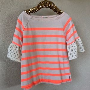 Girls 3/4 shirt with ruffle sleeve detail